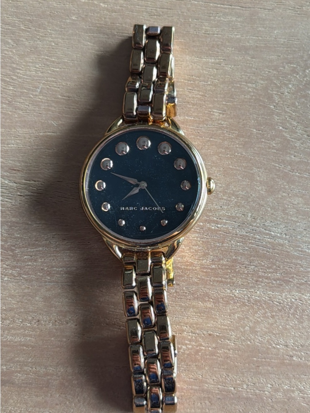 Marc Jacobs Gold and Black Women's Round Dial Bracelet Watch